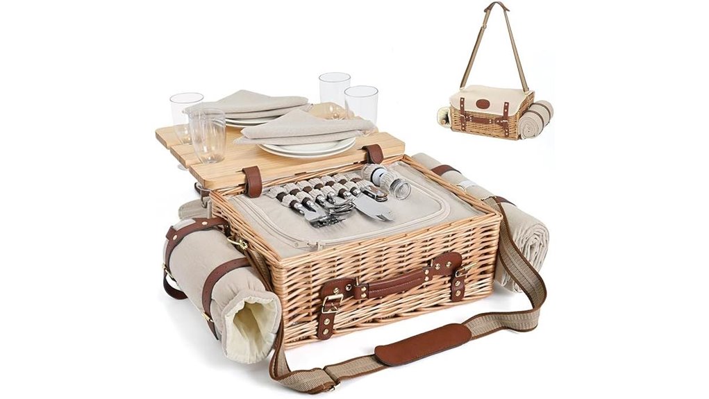 wicker picnic set blanket