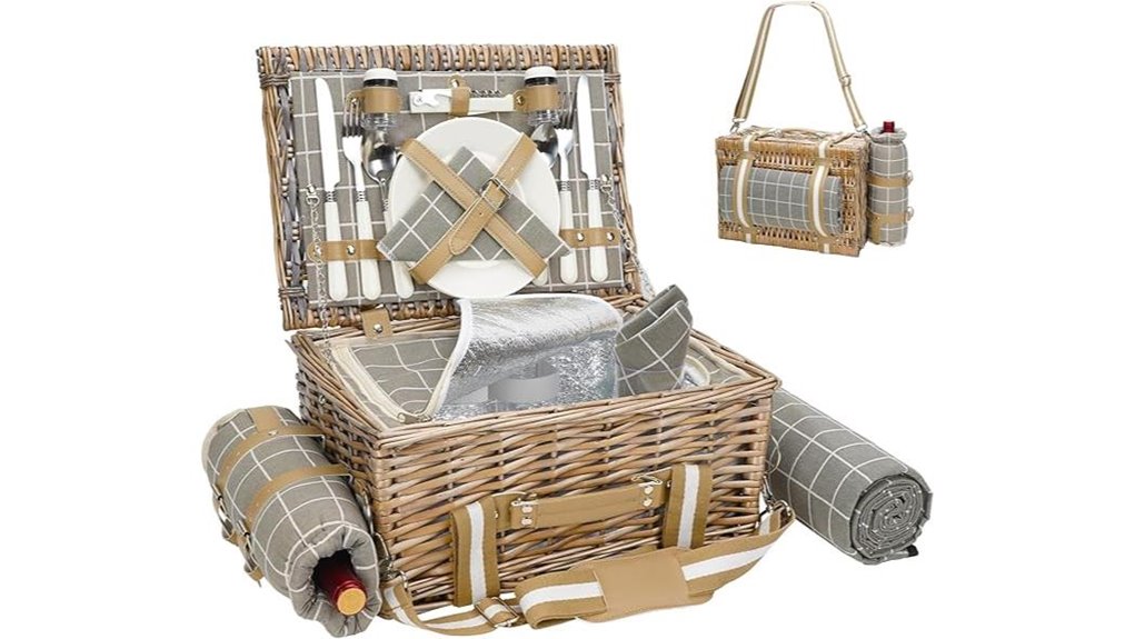 wicker two seat picnic blanket
