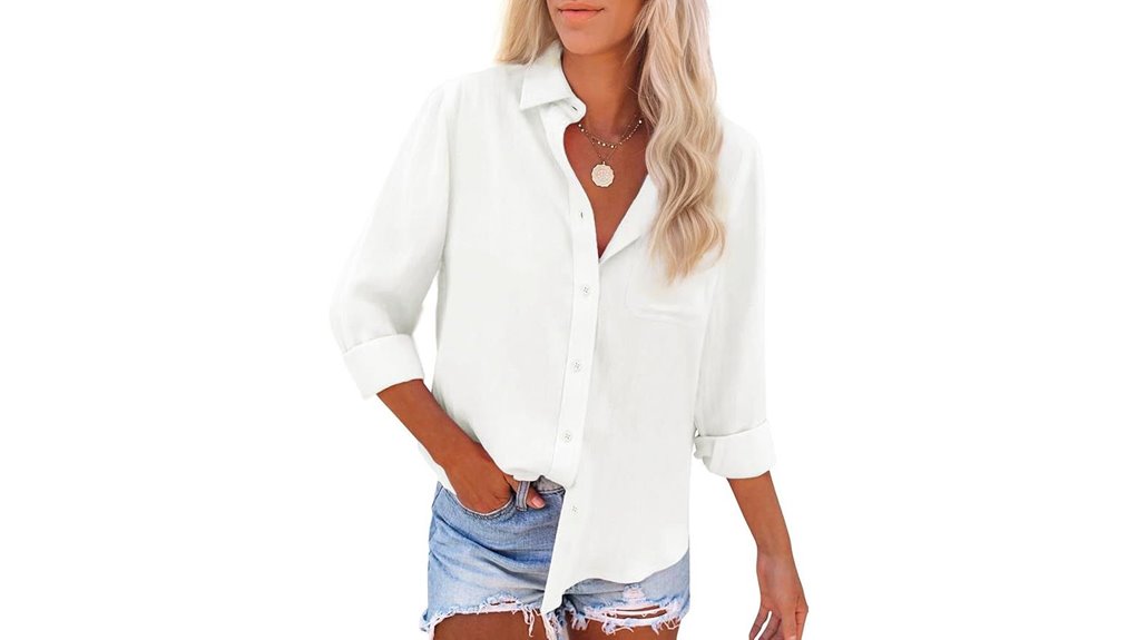 women s cotton linen button down shirt