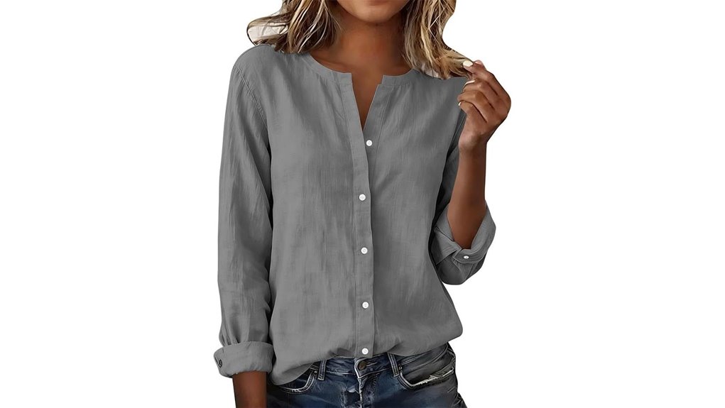 women s linen button up blouse