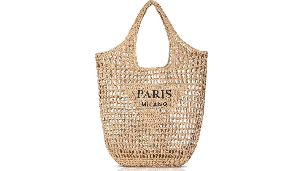 women s mesh straw tote