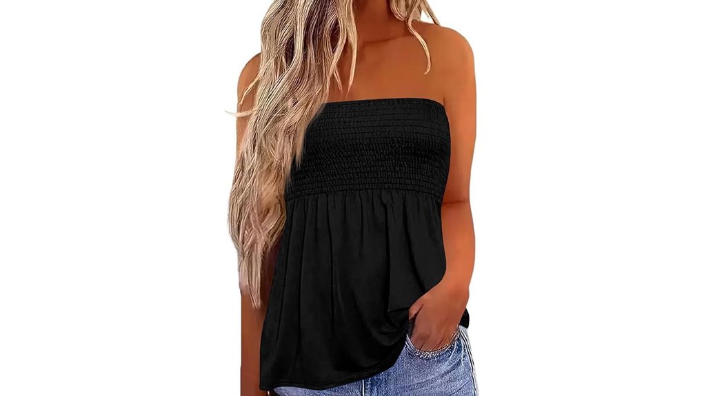 women s pleated strapless top