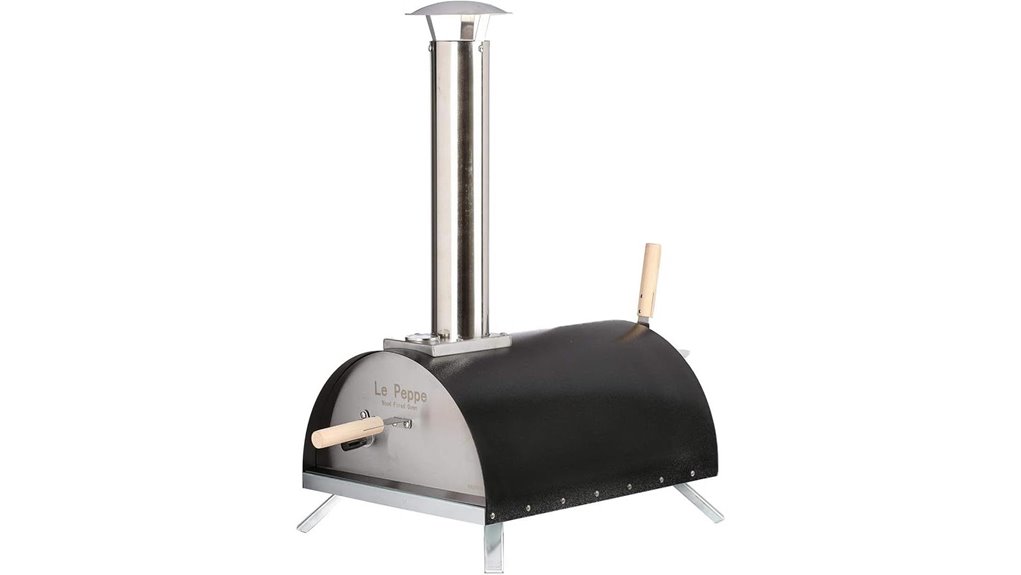 wood fired black pizza oven