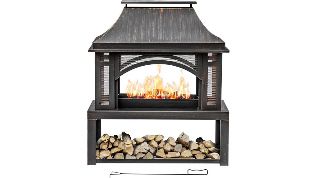wood storage chimney 39 inch firepit