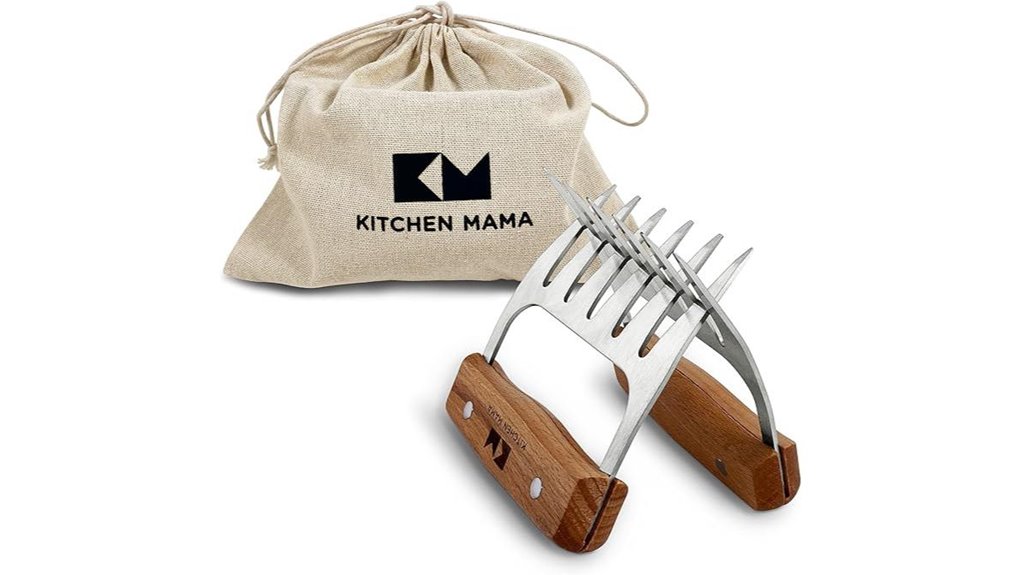 wooden handled steel meat tongs
