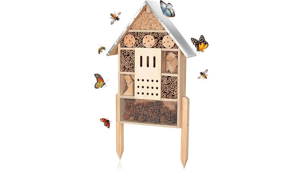 wooden staked insect house