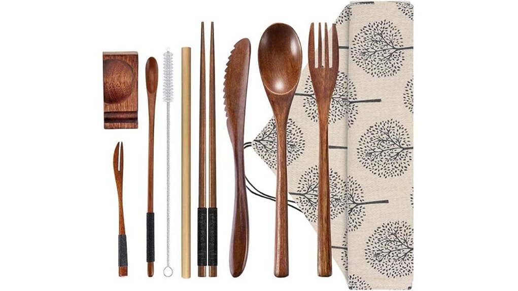 wooden travel cutlery kit