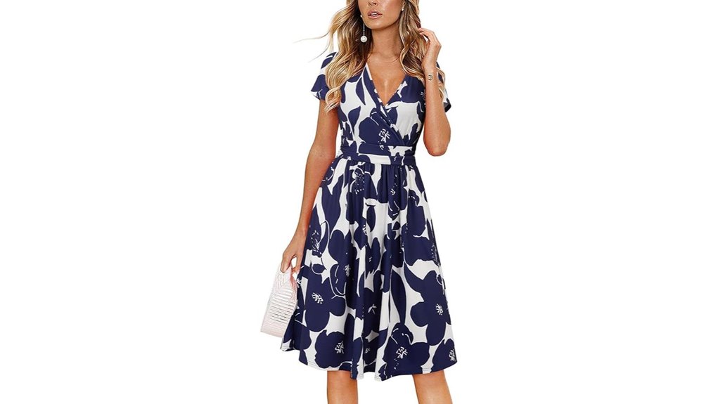 wrap v neck midi dress